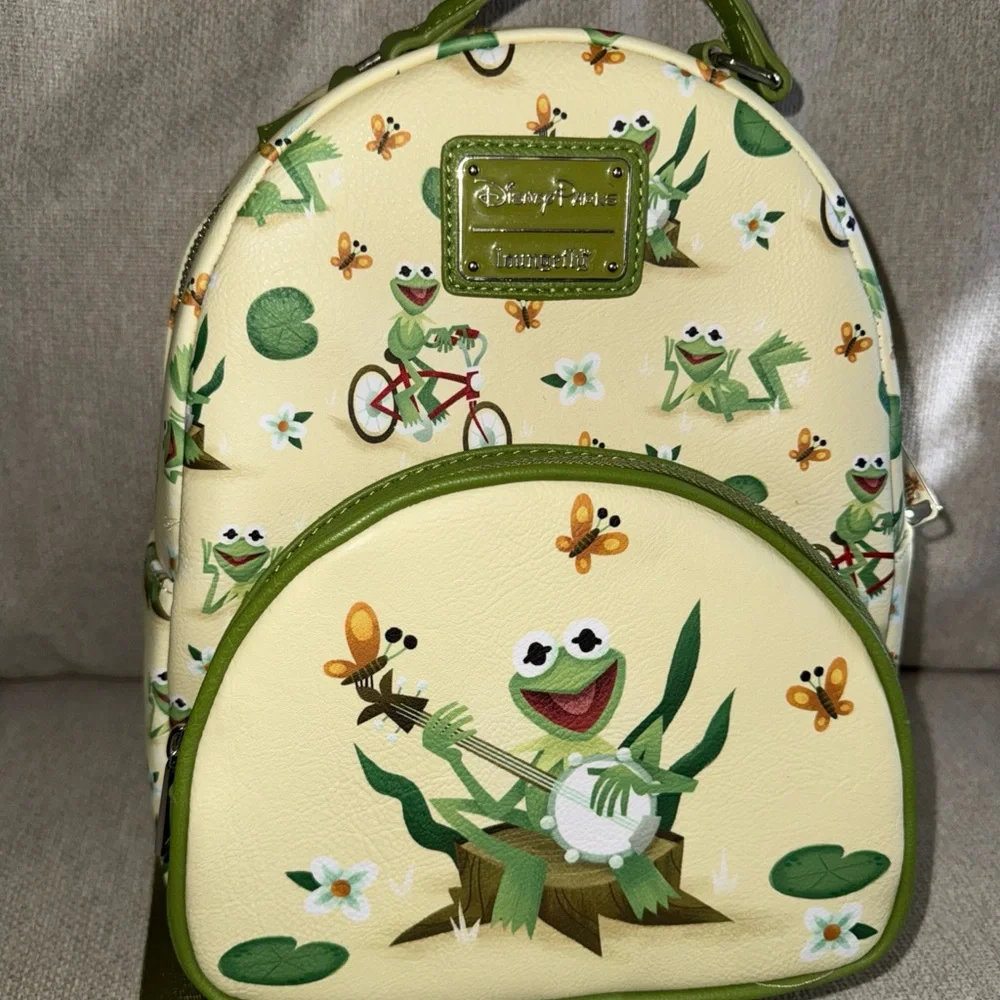 Walt Disney World Parks Muppets Kermit The Frog Mini Loungefly Backpack EUC